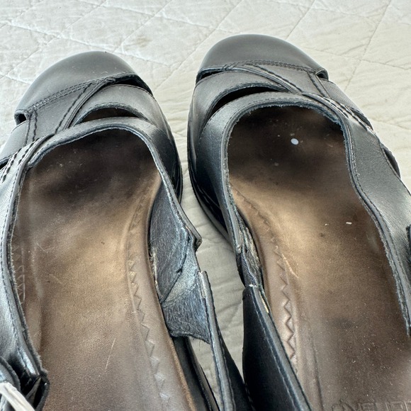 Dansko Black Leather Fisherman Sandals Slingback Platform Clogs Portugal Size 9 - Picture 9 of 10